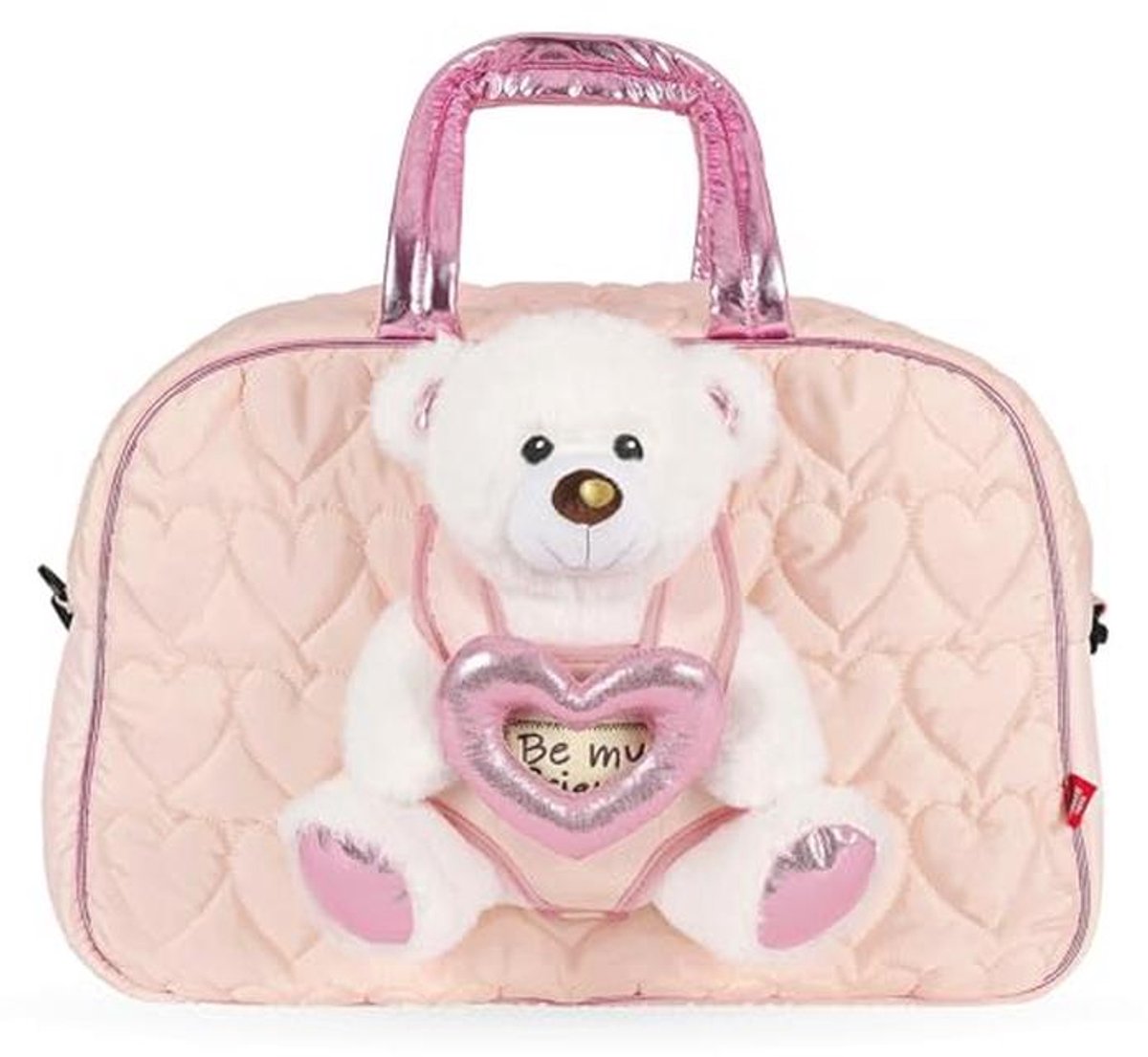 PERLETTI Teddybeer Accessoires Rugzak Meisjes 3 4 5 6 Jaar - Roze Backpack met Hart Kleuterschool met Knuffeldier voor Kinder - Kindertas Kleuter met Knuffelbeer Speelgoed