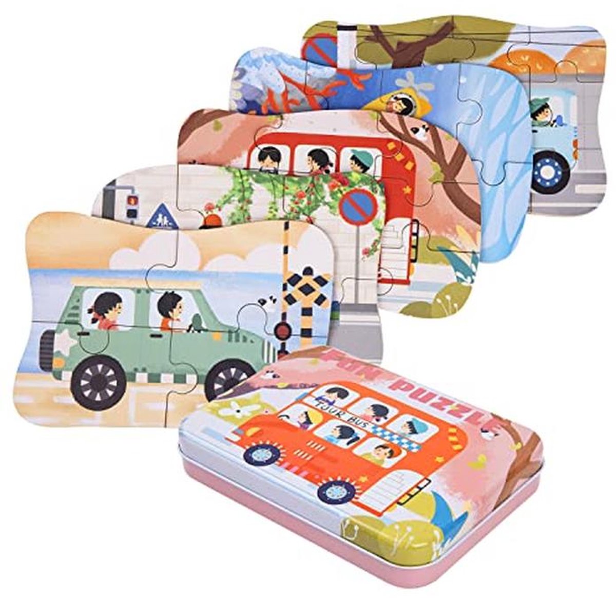 Kinderen Puzzel Auto Puzzel - 5 Puzzels voor Jongens en Meisjes, Geschikt voor 3 tot 5 Jaar