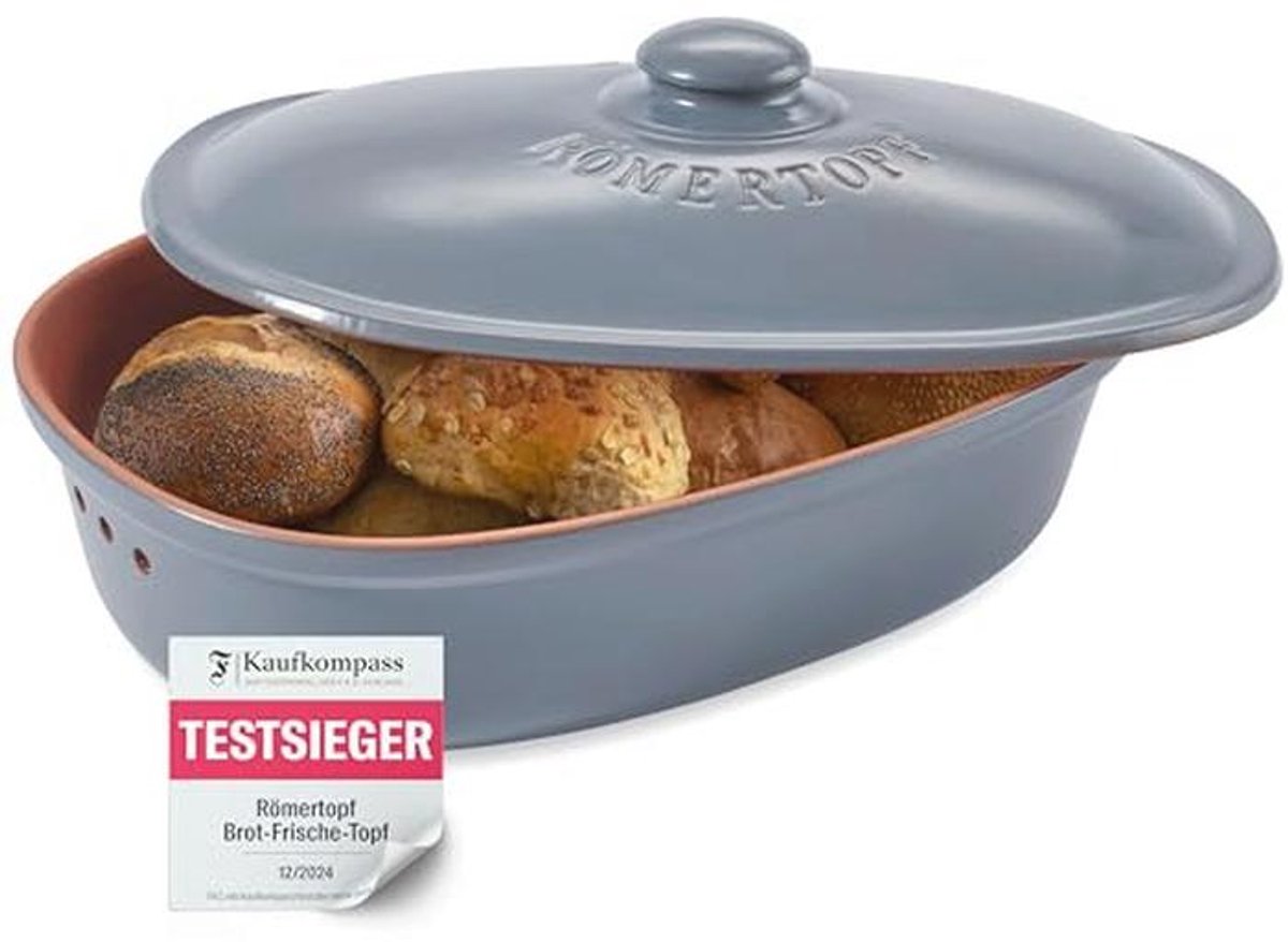 Keramische Broodpan voor Vers Broodopslag - Voedselveilige Broodcontainer in Blauw-Grijs