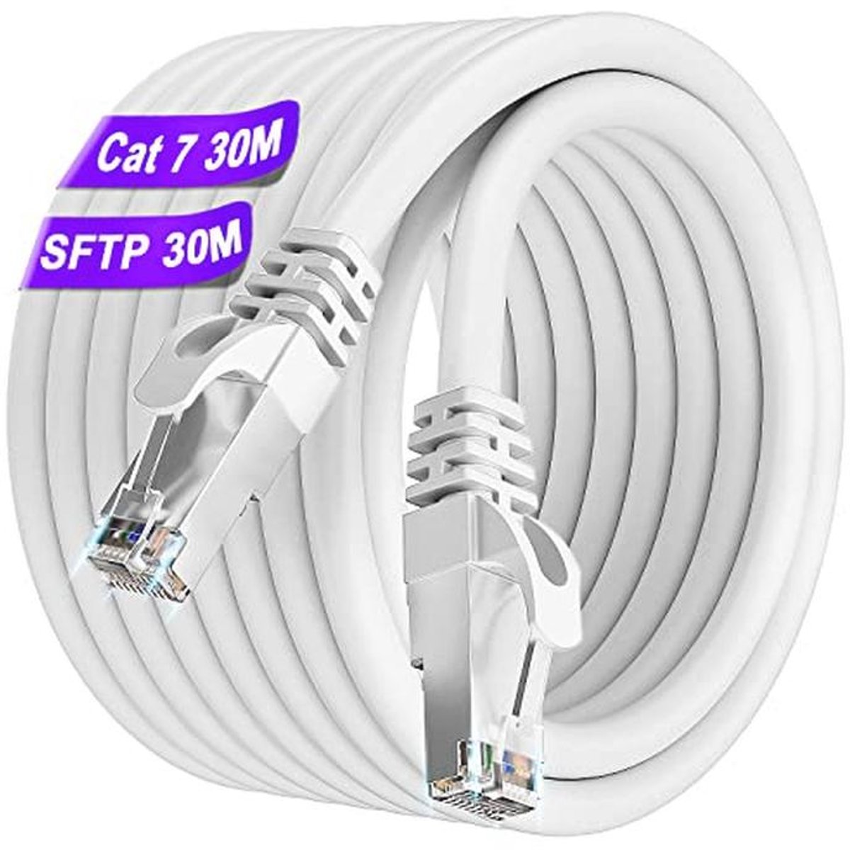 30 Meter Cat 7 Ethernet Kabel - Hoge Snelheid, Afgeschermd en Waterdicht