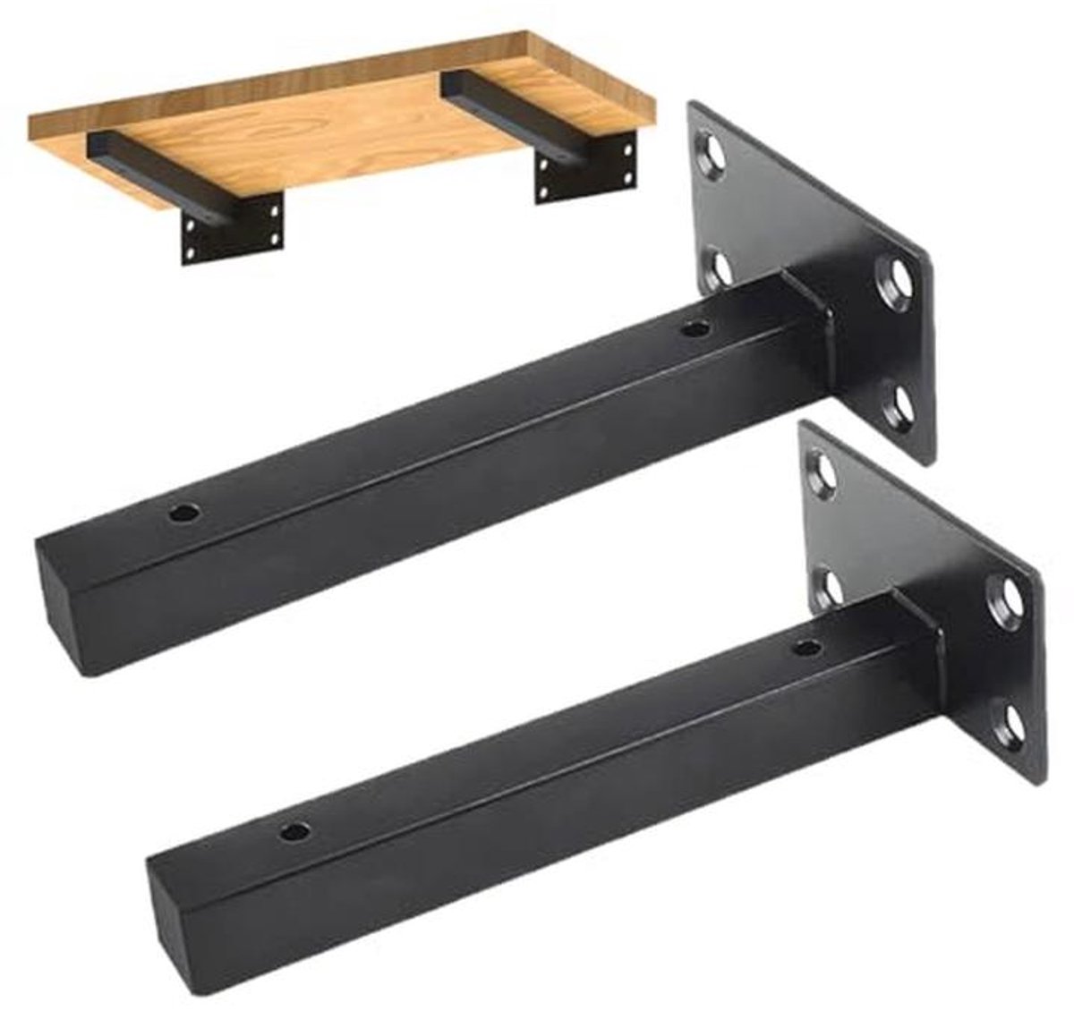 Robuuste Zwarte Wandplank - Set van 2 - Ideaal voor Wandmontage - 15 cm