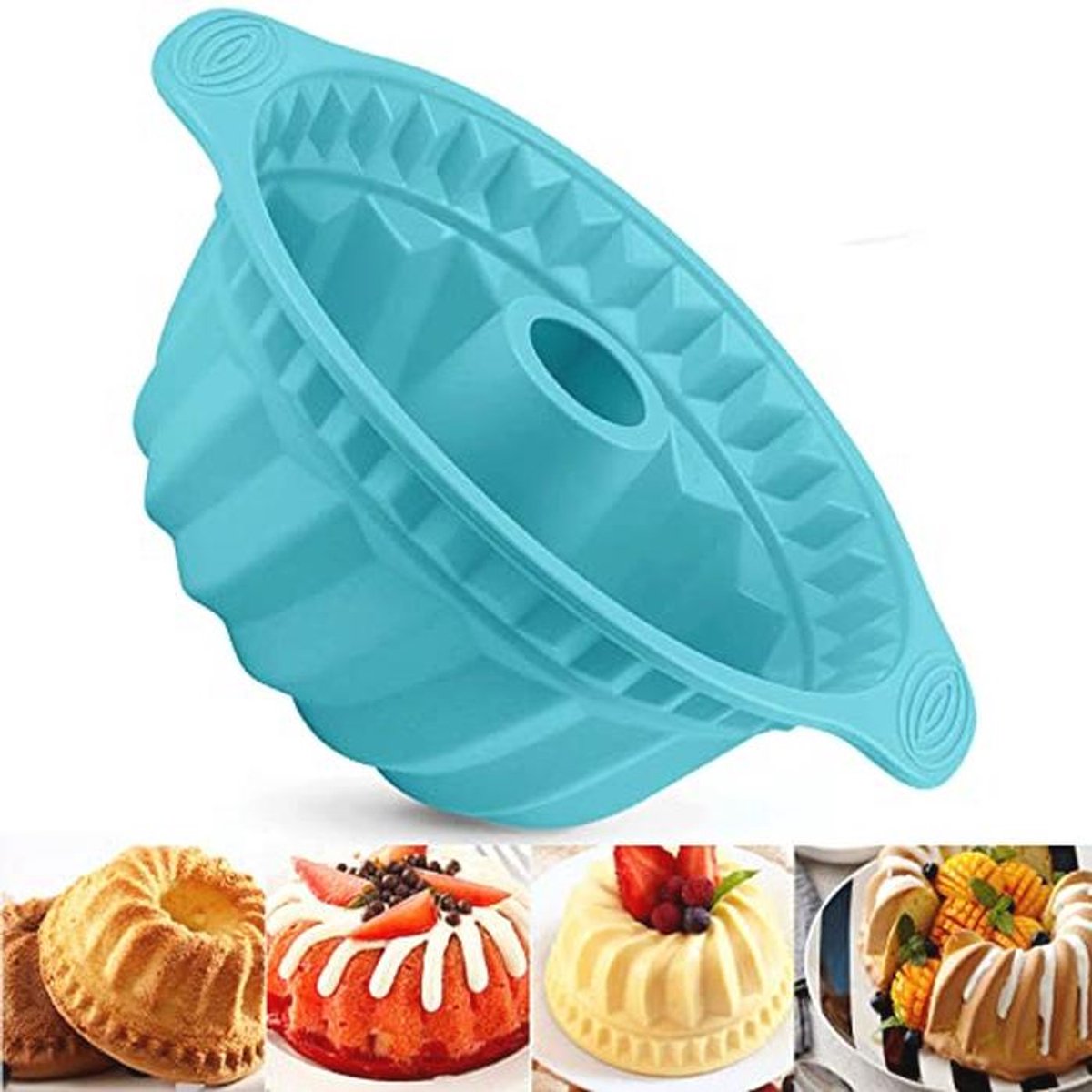 Siliconen cakevorm met antislip handgrepen - 29 cm ronde bakvorm