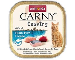 animonda Carny Adult Country Kattenvoer, natvoer voor katten in praktische portieschaal met kip, kalkoen + forel, 32 x 100 g