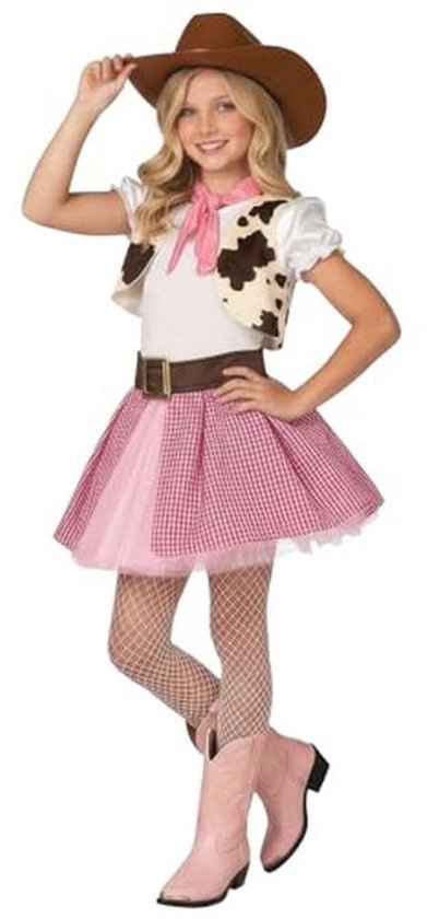 Snyemio Jessie Kostüm Mädchen Cowgirl Kinder Kleid Faschingskostüm mit Hut für Halloween Karneval Verkleidung, 98-104(Etikett 100