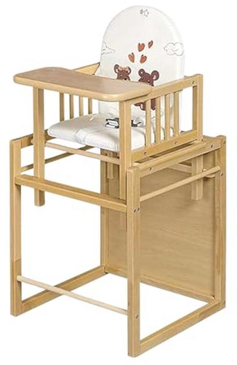 Gecombineerde kinderstoel voor kinderen - Houten babystoel met tafel, veilig en verstelbaar, eenvoudig te monteren
