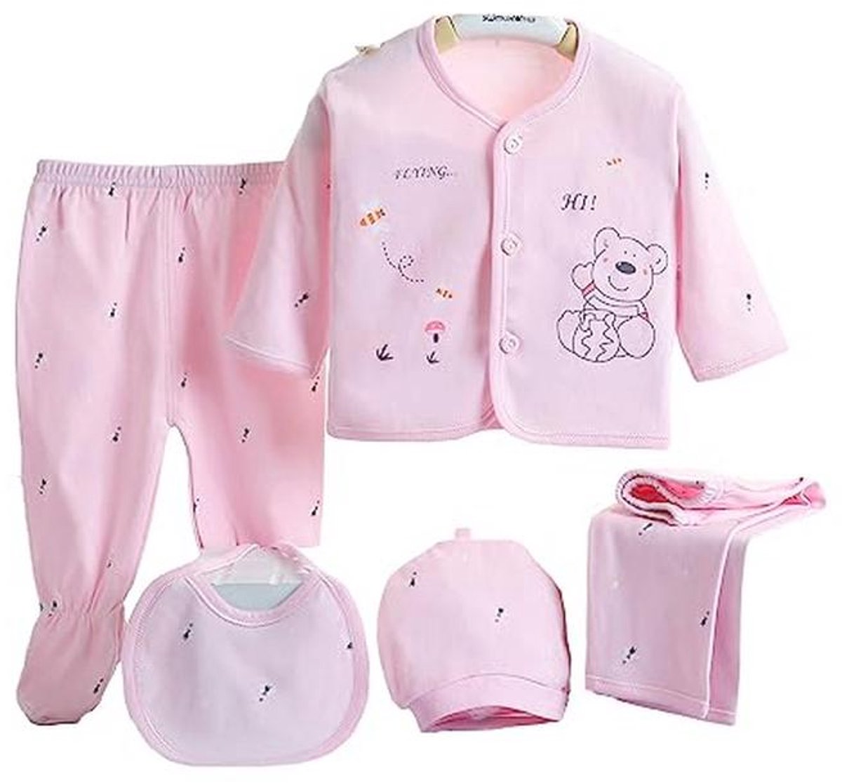 Pasgeboren Baby 0-3M Katoen Kleding Set - Tops, Hoed, Broek en Slaapmode