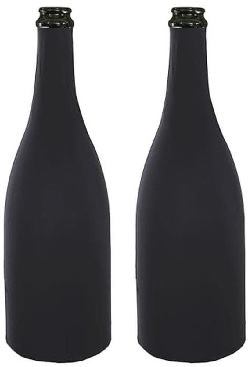 Elastische Wijnflesdeksels voor Cadeaus - 2 Stuks (Zwart)