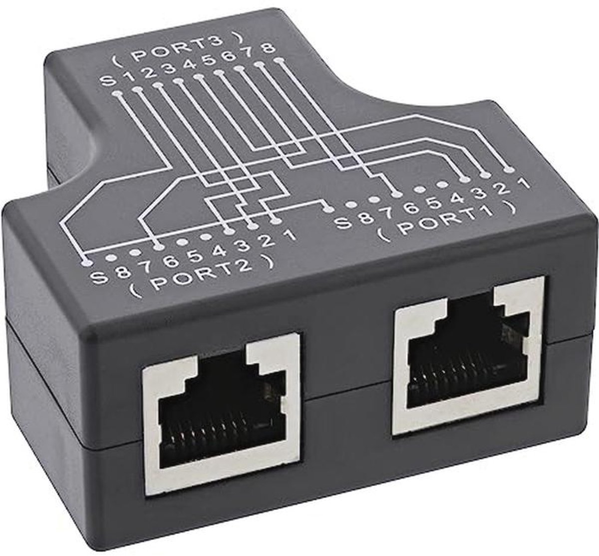 Cat.5e STP T Adapter voor dubbele RJ45 verbindingen