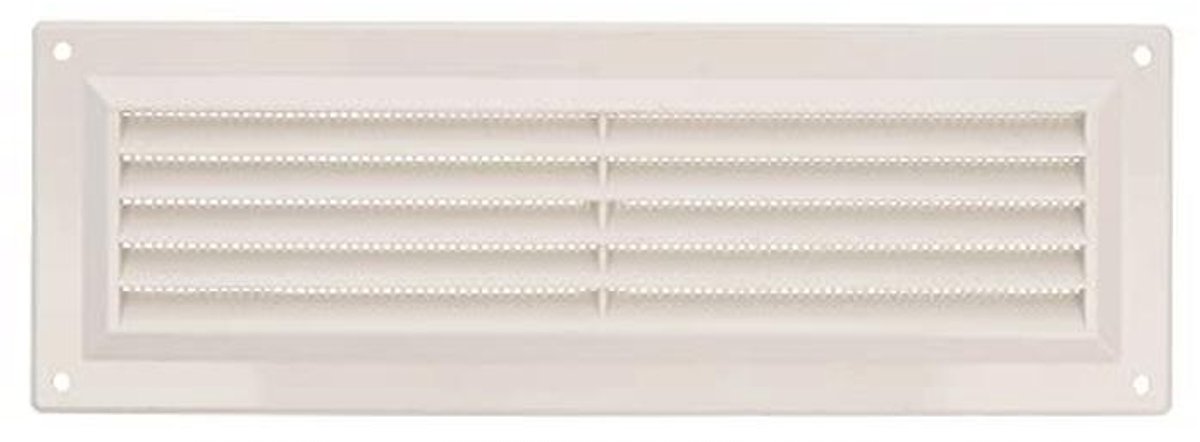 Rechthoekig Ventilatierooster voor Keuken en Badkamer - Kunststof Muggennet 260 x 90 mm - Wit
