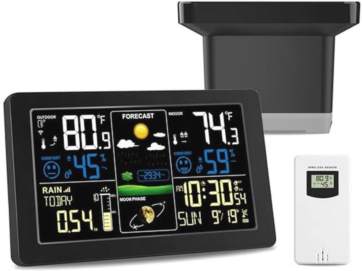 Weerstation met Regenmeter en Draadloze Digitale Technologie voor Binnen en Buiten