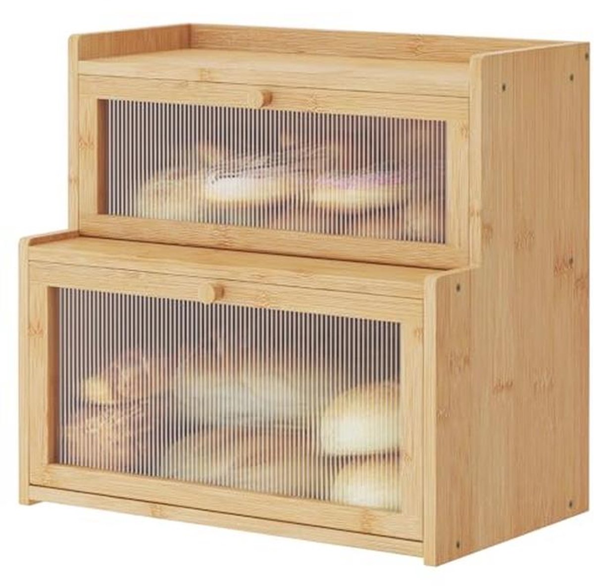 Dubbellaagse bamboe brooddoos met venster - Ideale broodopslag voor keuken