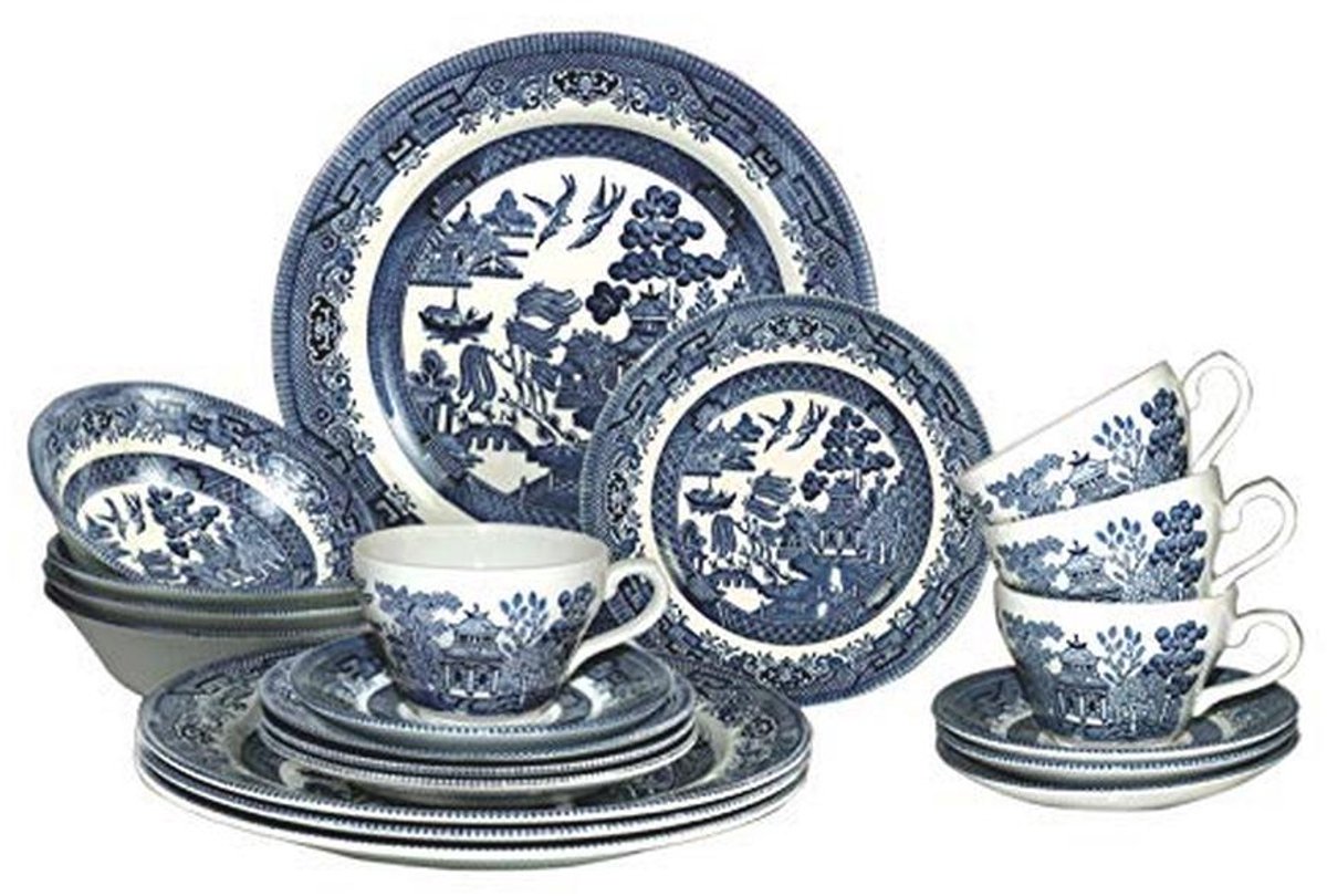 20-delig Servies Set Borden en Kommen in Blue Willow Design