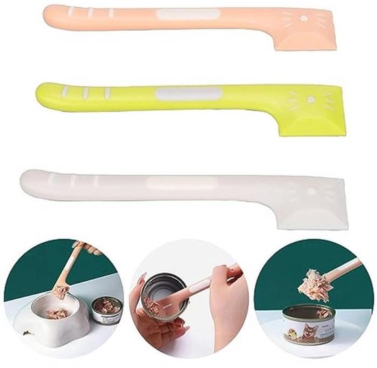 grefen 2 stks Pet mini Siliconen Lepel Kat Voedsel Kan Covers Mixing Tool Pet fusion Hond Kat Kan Lepels Lange Handvat Hond Blik Lepels Plastic Gebogen Ontwerp