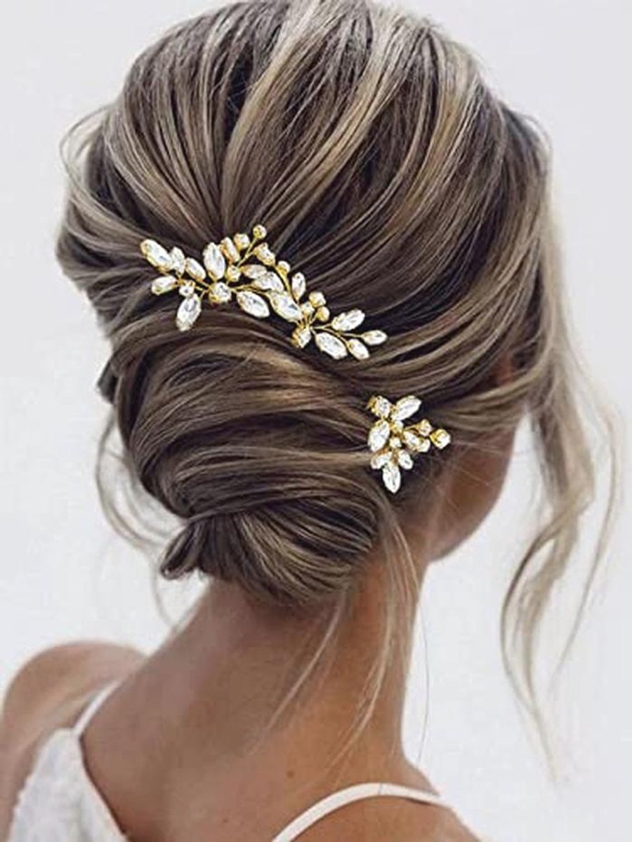 Kristallen Haarspelden voor Bruiloft - 3 Stuks Elegante Bruidsaccessoires