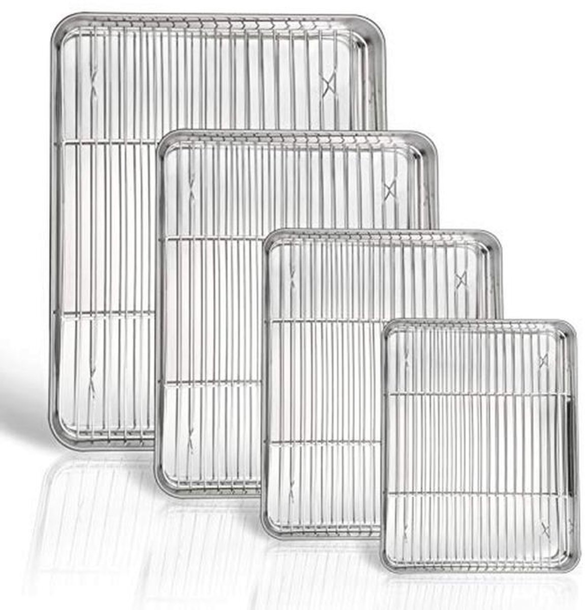 Bakplaat en rekset, 8-pack van roestvrij staal - oven- en vaatwasmachinebestendig - perfecte koekjesbladen