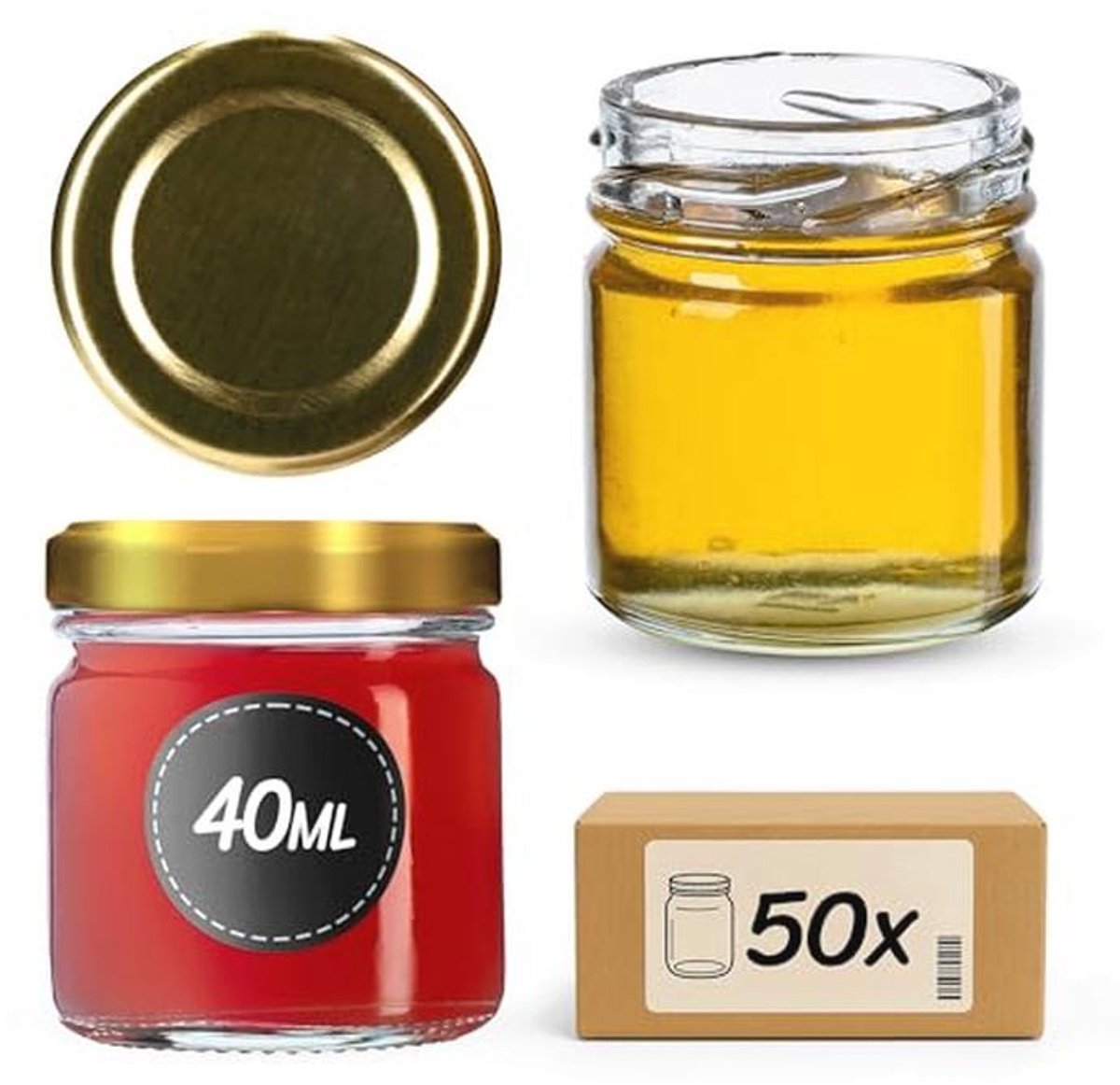 Mini Inmaakpotten 40 ml - Gouden Deksel - 50 Stuks