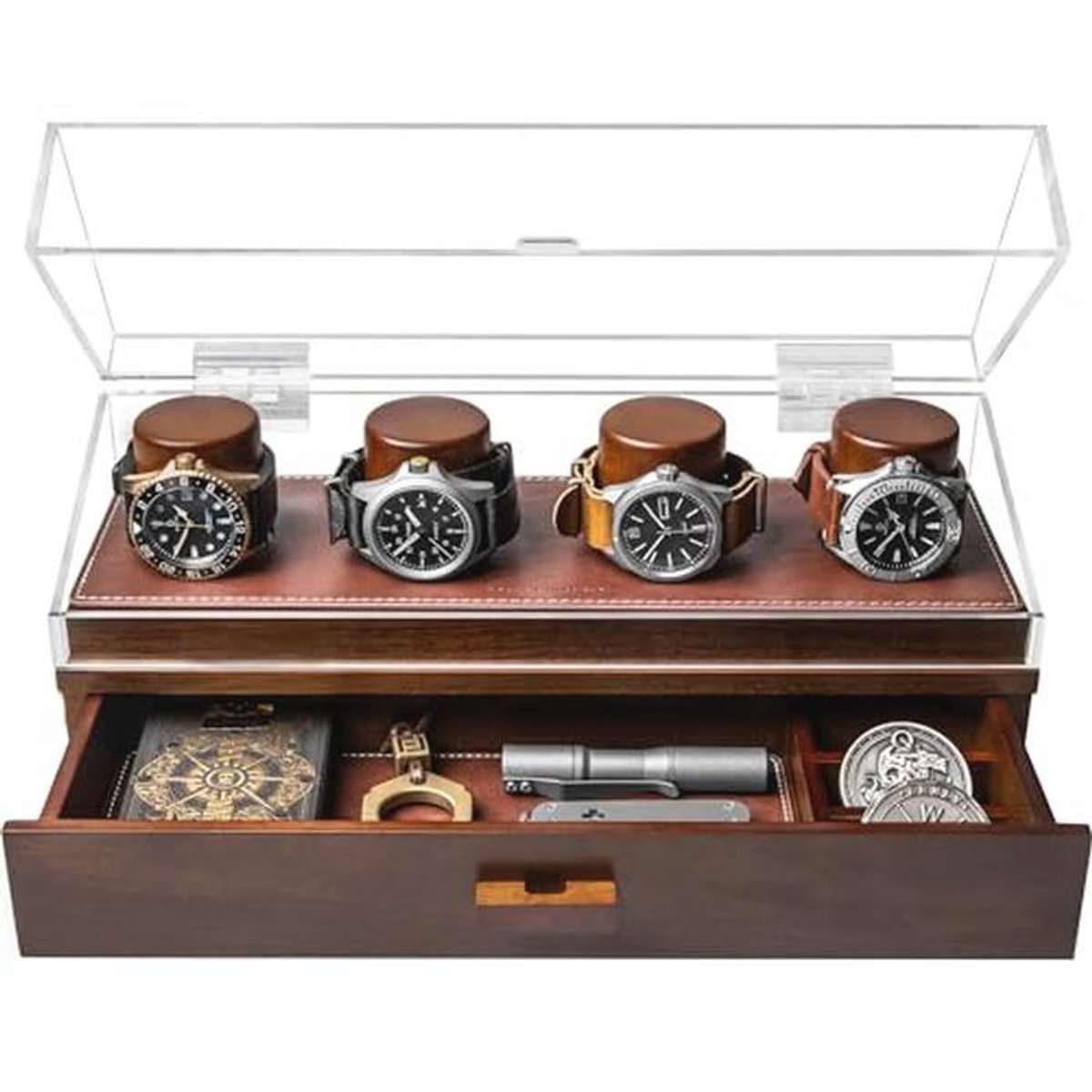 Heren Horloge Display Case - Houten Horloge Organizer voor Mannen - Perfect voor Verjaardagscadeaus