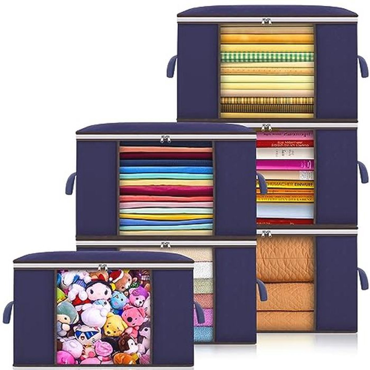 Opbergzakken voor Kleding en Dekbedden - 6 Pack, 90L, Stevig en Ruimtebesparend