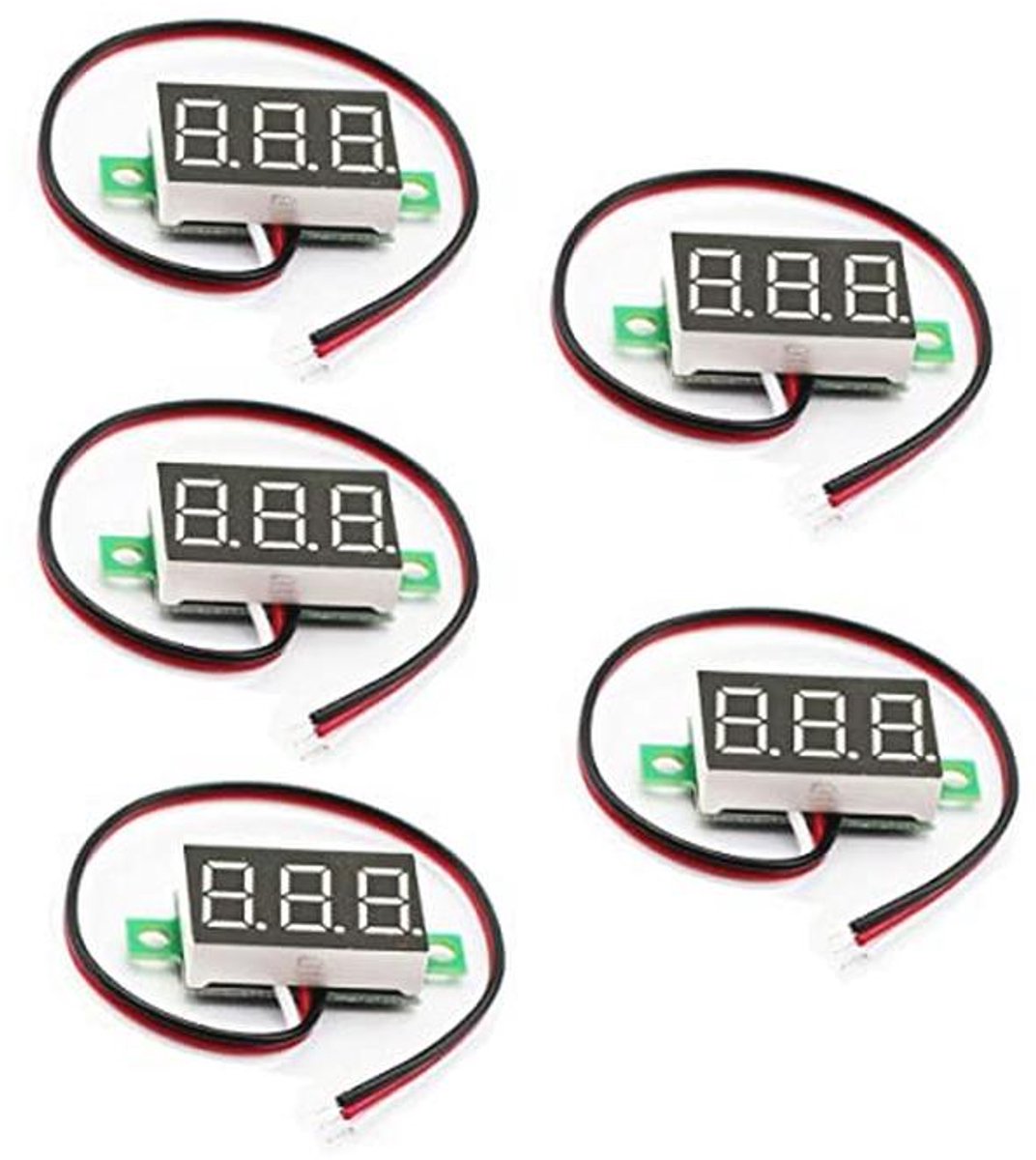 5 Stuks Digitale Voltmeter 0-30V - Rood LED Display - Panel Mount Meter voor Auto en Motor