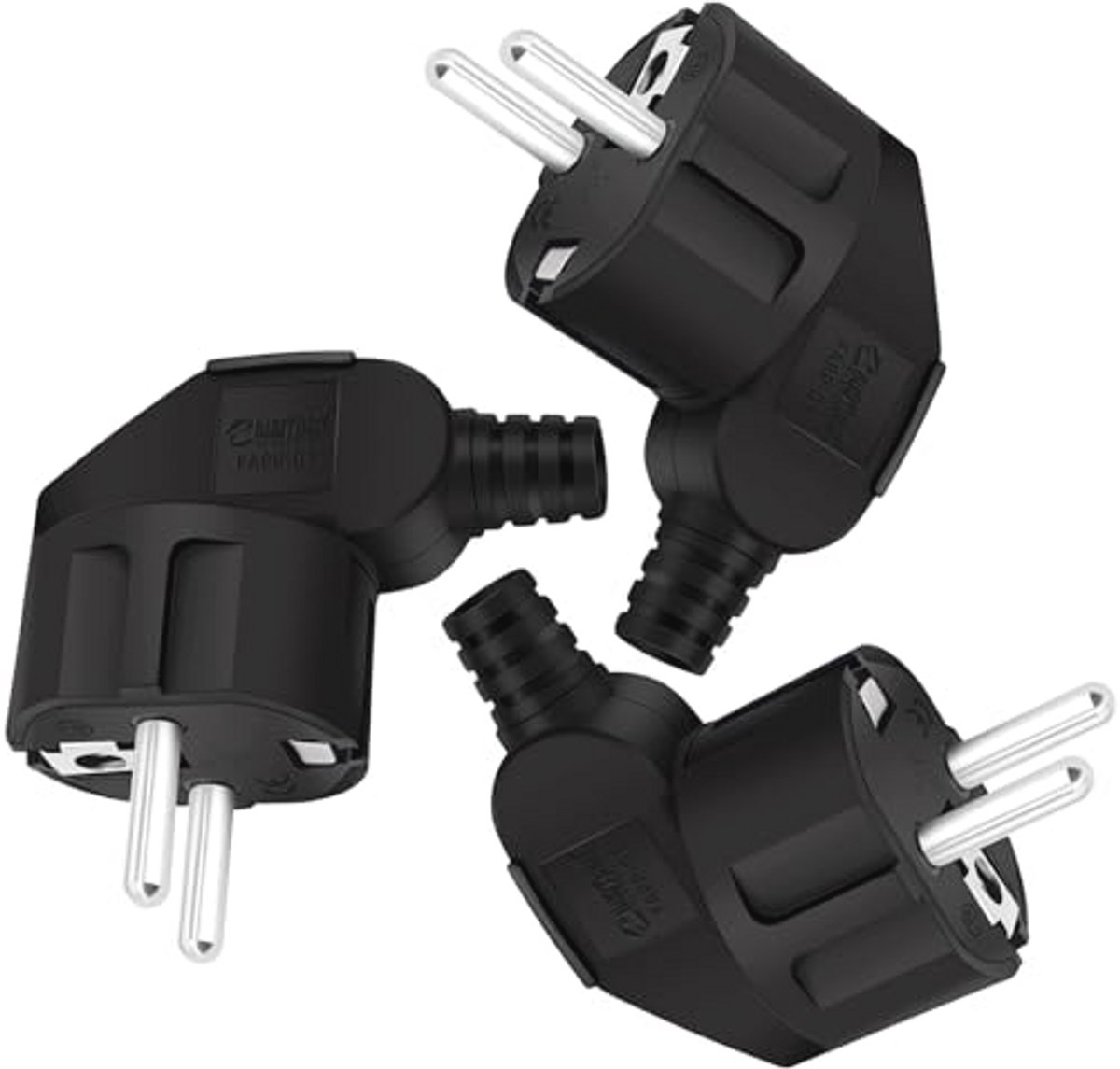 3x 16A Schuko stekker met anti-twist aansluiting - waterdichte stekkers voor kabel 8-10 mm