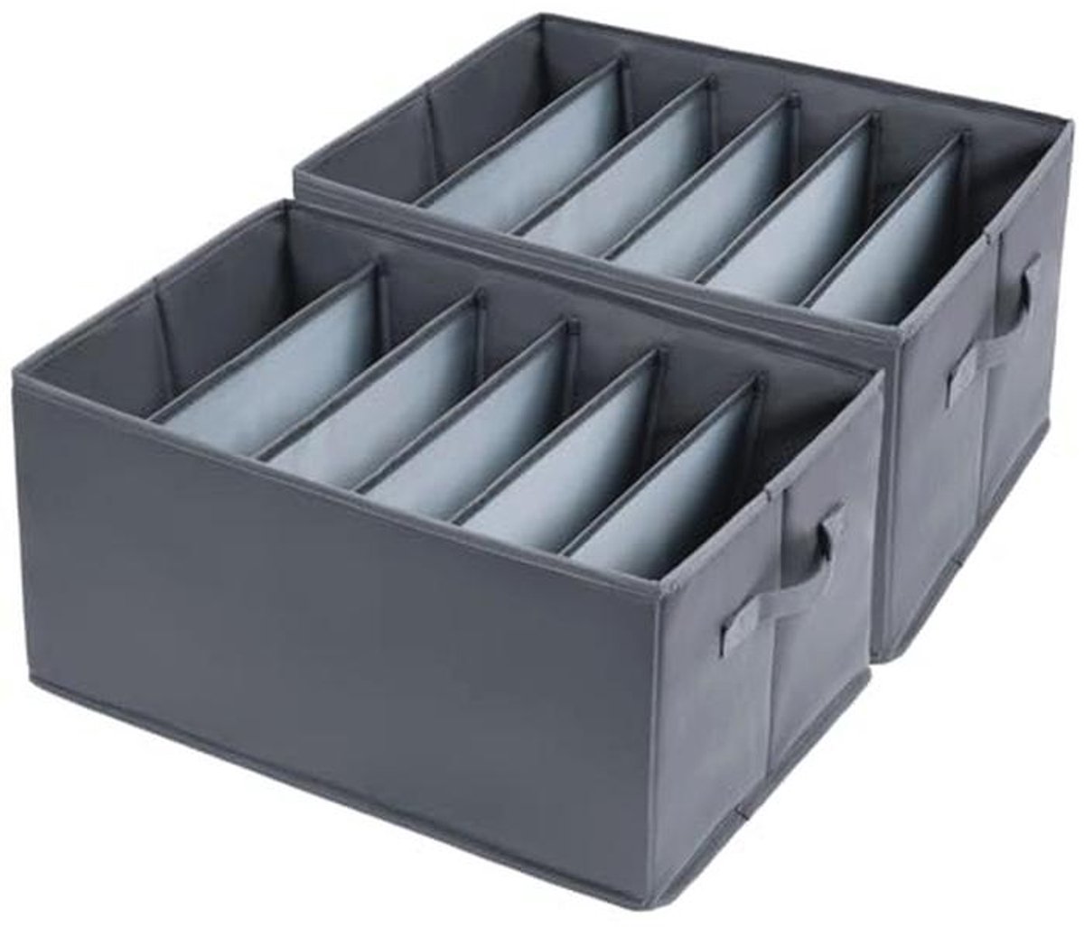 Kledingkast Organizer Set van 2 - 6 Vakken, Opvouwbaar, Stabiele Bodem met Handvat
