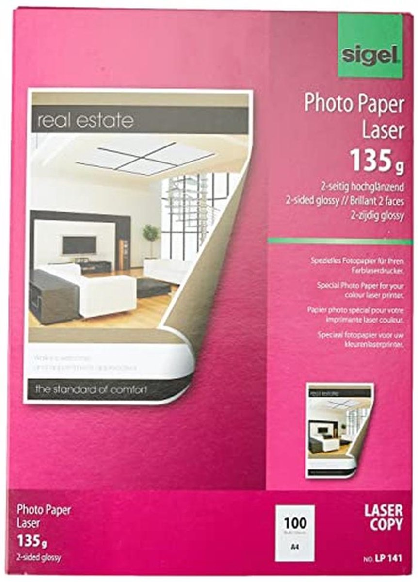 Glanzend A4 fotopapier voor kleurenlaserprinters - 135 g/m²