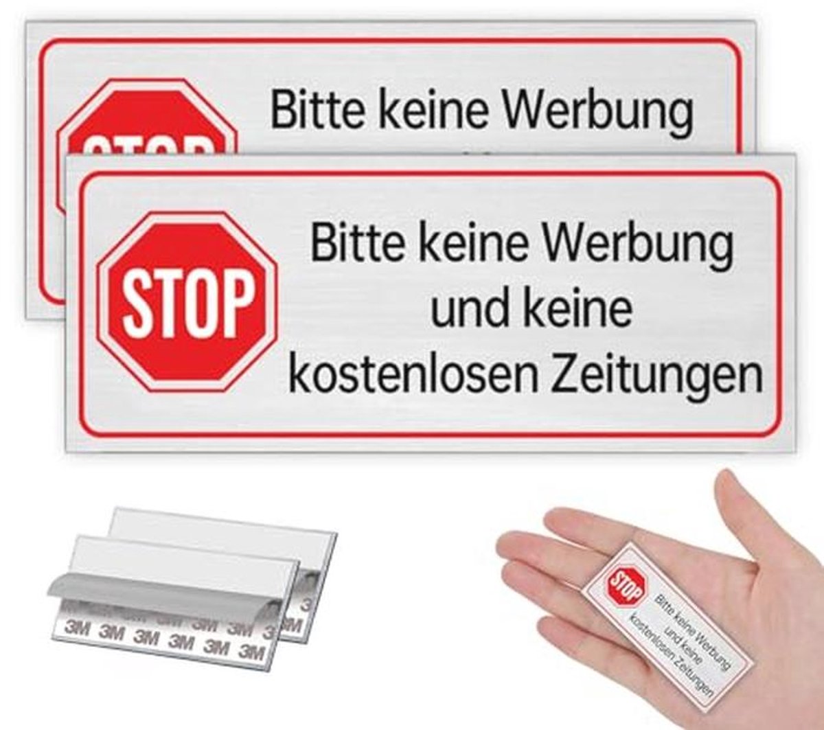 Geen Reclamestickers voor Brievenbus - 2 Stuks, Zelfklevend, Aluminium