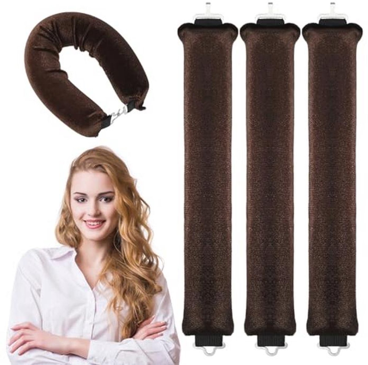 Hitteloze haarkrulspelden - 3 Flexibele Haarrollen voor Perfecte Krullen zonder Warmte