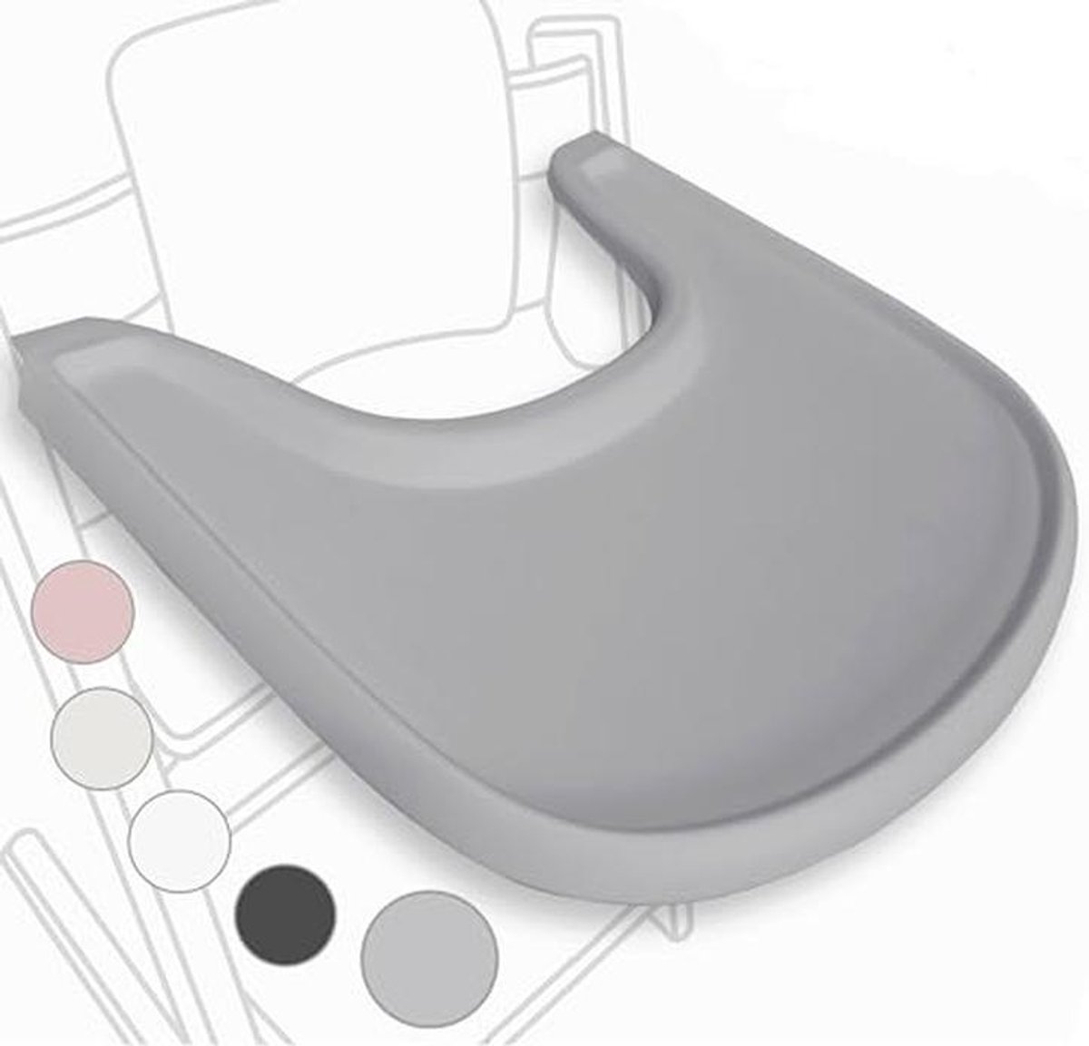 Ergonomisch Kinderstoelblad Mat Grijs – Eenvoudig te monteren, BPA-vrij en Perfect voor Maaltijden
