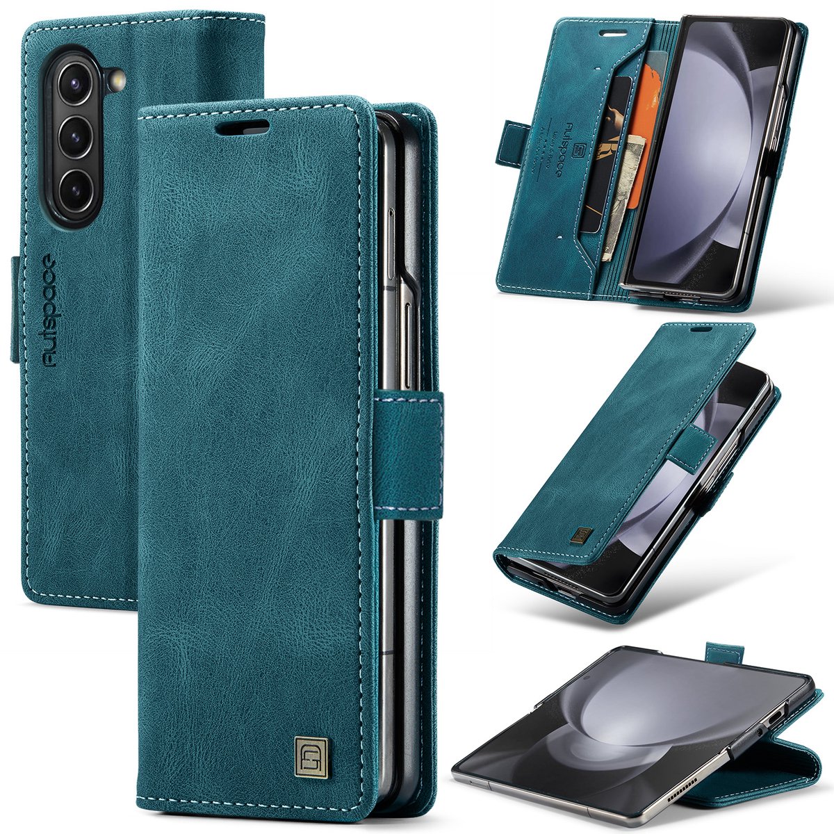 Luxe Flip Case met RFID Bescherming Kaarthouder en Magneetsluiting voor Samsung Galaxy Z Fold 7 _ Blauw