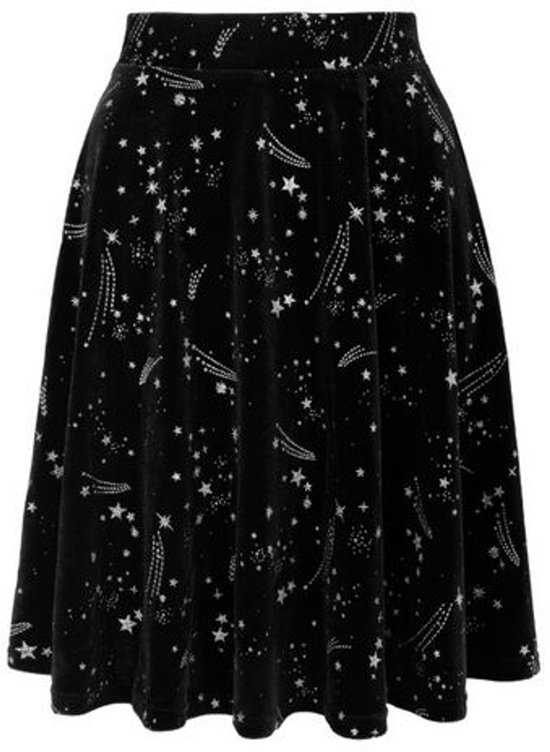 Jupe Hell Bunny Cosmic Dust pour femme - longueur Medium- noir/blanc - S