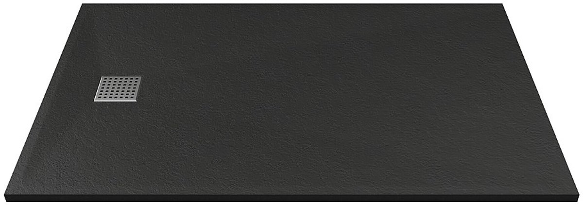Vente-unique Opzet- of inbouwdouchebak in hars - Met sifon - Zwart - 120 x 90 cm - Snijdbaar - MIRNOSA