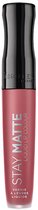 Rimmel Stay Matte Liquid Lip Colour in 100 Pink Bliss: een matroze vloeibare lippenstift met zwarte dop.