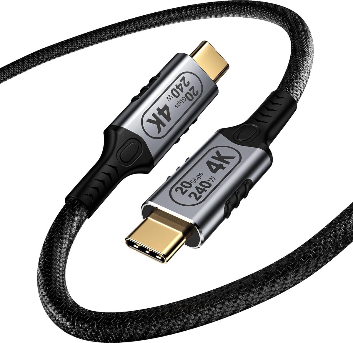 USB-C naar USB-C kabel 3.2 Gen2 20 Gbps 240W 0,5m - Gegevensoverdracht Snellader 4K Video-uitgang Thunderbolt 3 Compatibel