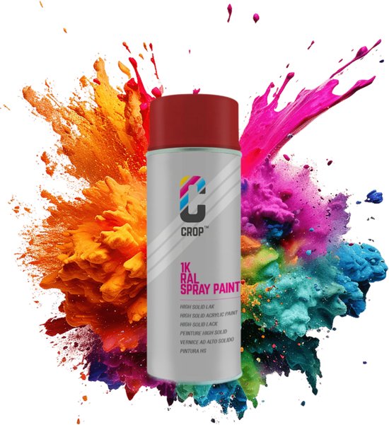 Bombe aérosol CROP RAL 3001 Rouge de sécurité - Semi-brillant - 400 ml - Peinture en aérosol Rouge - 100 % grand teint - Séchage rapide - Intérieur et extérieur - RAL3001