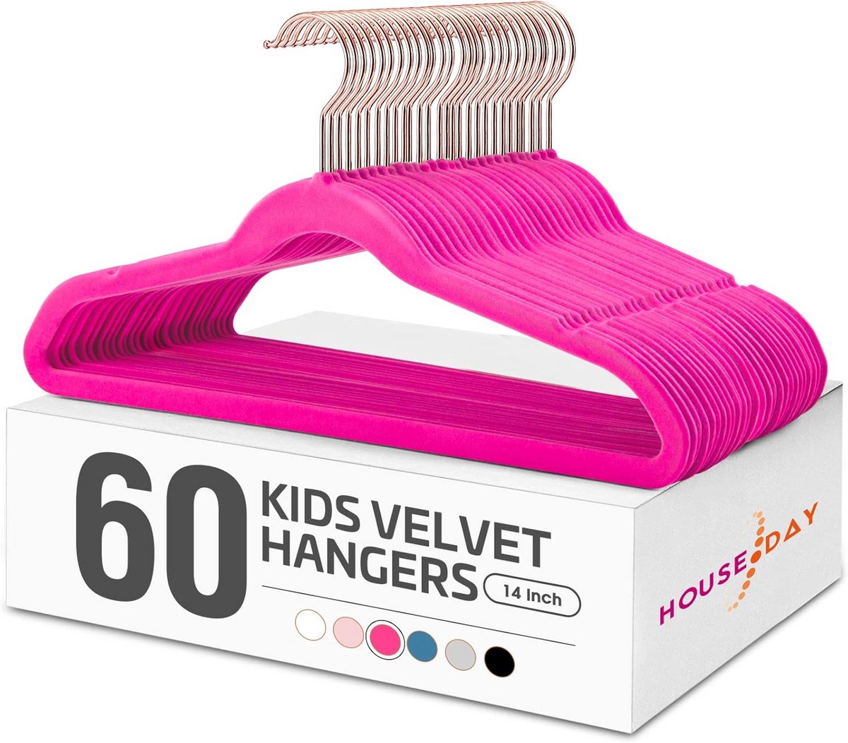 Zachte fluwelen kids hangers 14 inch - ruimtebesparend - 60 stuks - warm roze