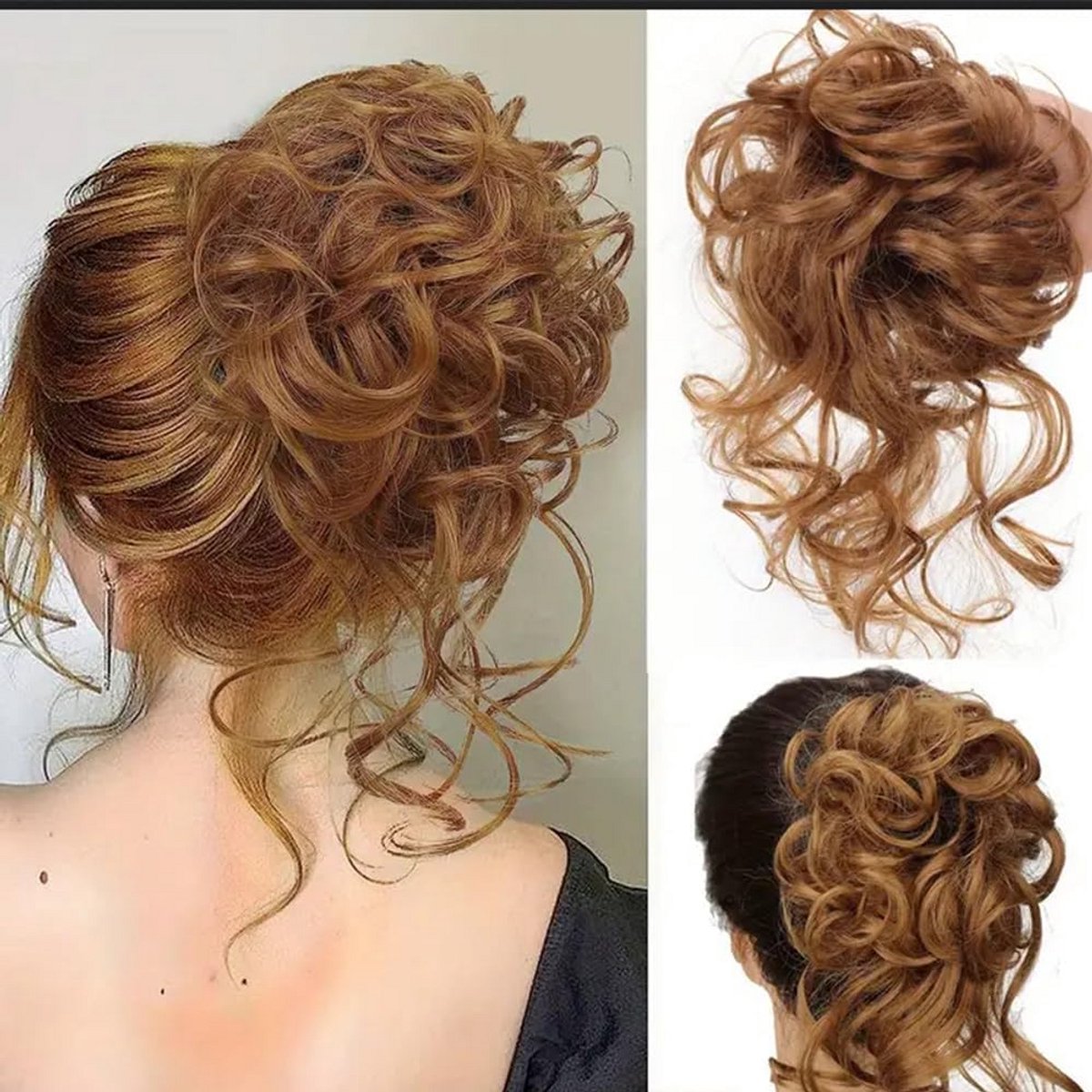 Krullend Haarstukje in Knotvorm met Elastiek voor Vrouwen