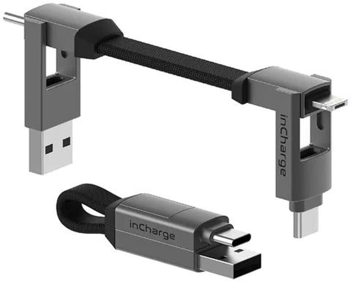 Bol.com Rolling Square inCharge 6 - 6-in-1 Korte Oplaadkabel 9 cm - USB-C, Lightning & Micro-USB - Universele Oplaadkabel voor i... aanbieding