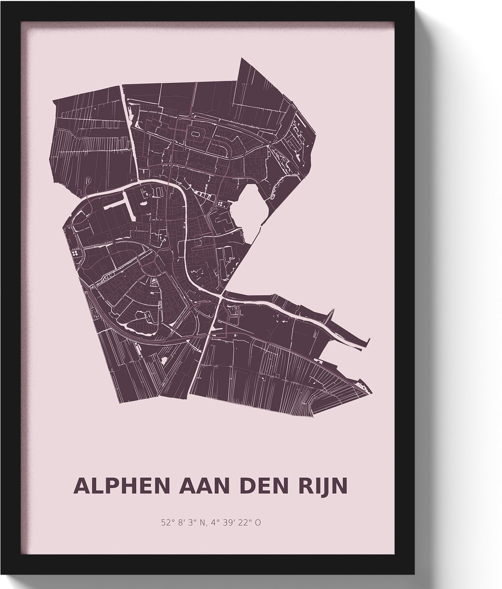 Poster Alphen aan den Rijn A3 - 30 x 42 cm - Paars (Exclusief Lijst)