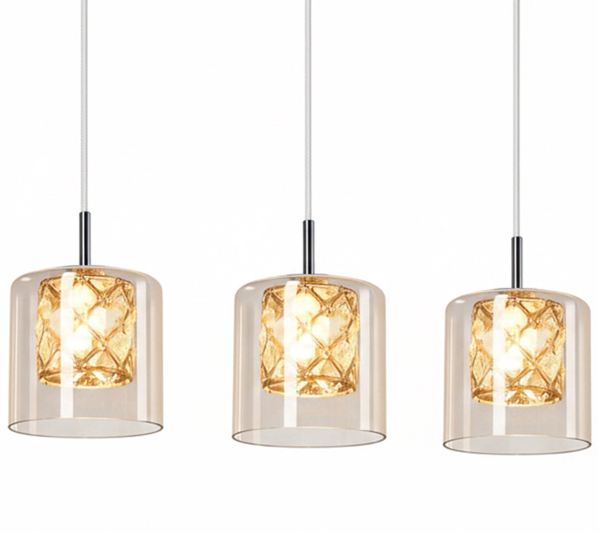 ZRSS® Eettafel Lamp - Hanglamp Eetkamer - Moderne Kristal - Design Lamp Keuken en Slaapkamer - 3 Stuks - Hoogte Verstelbaar - Zonder Lamp