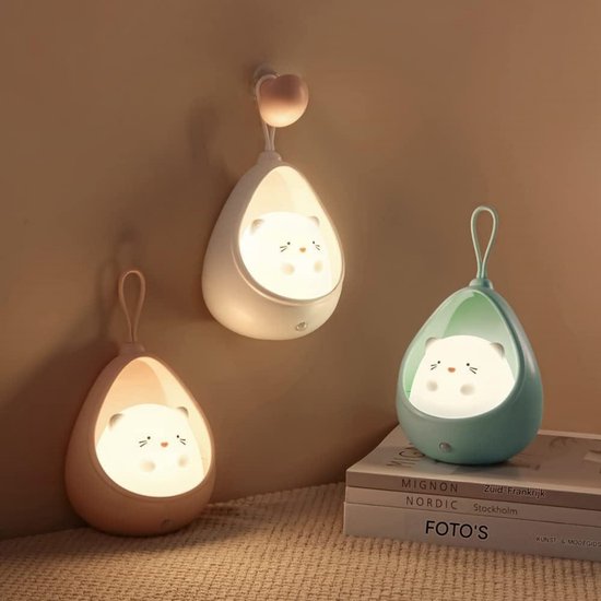 GELLDG Schattig nachtlampje met sensor in de vorm van een katje - Wandlamp - Oplaadbaar - Slaapkamerdecoratie - Geschikt als cadeau voor kinderen, baby's en peuters - Wit van GelldG — afbeelding 4