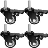 Ronte - Set van 4 meubelwielen met rem, 40mm, M8 schroefdraadpin, kogellager, draagvermogen 50kg - Zwenkwielen voor woonkantoor transport