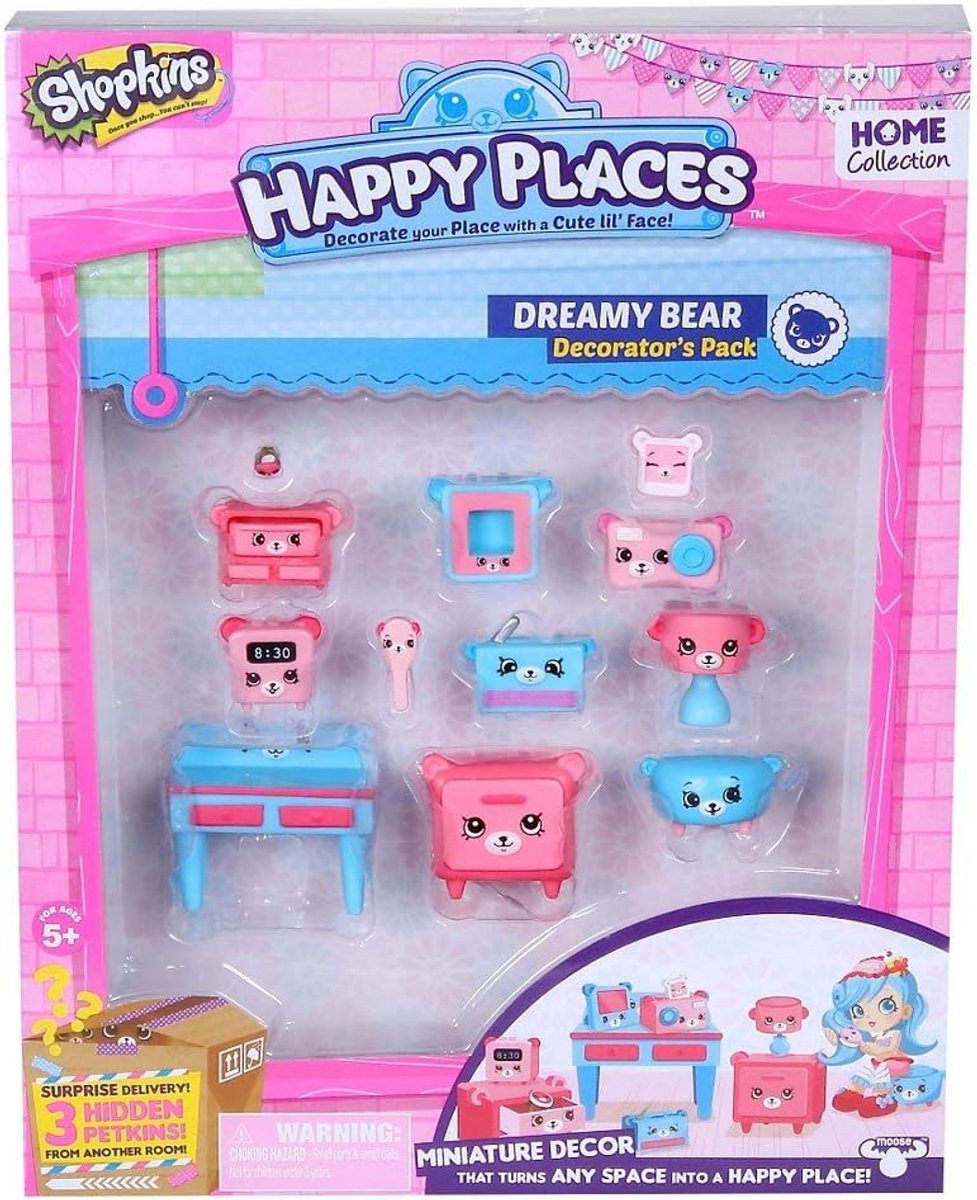 Shopkins Happy Places Decorator Pack - Bear Bedroom met Petkins