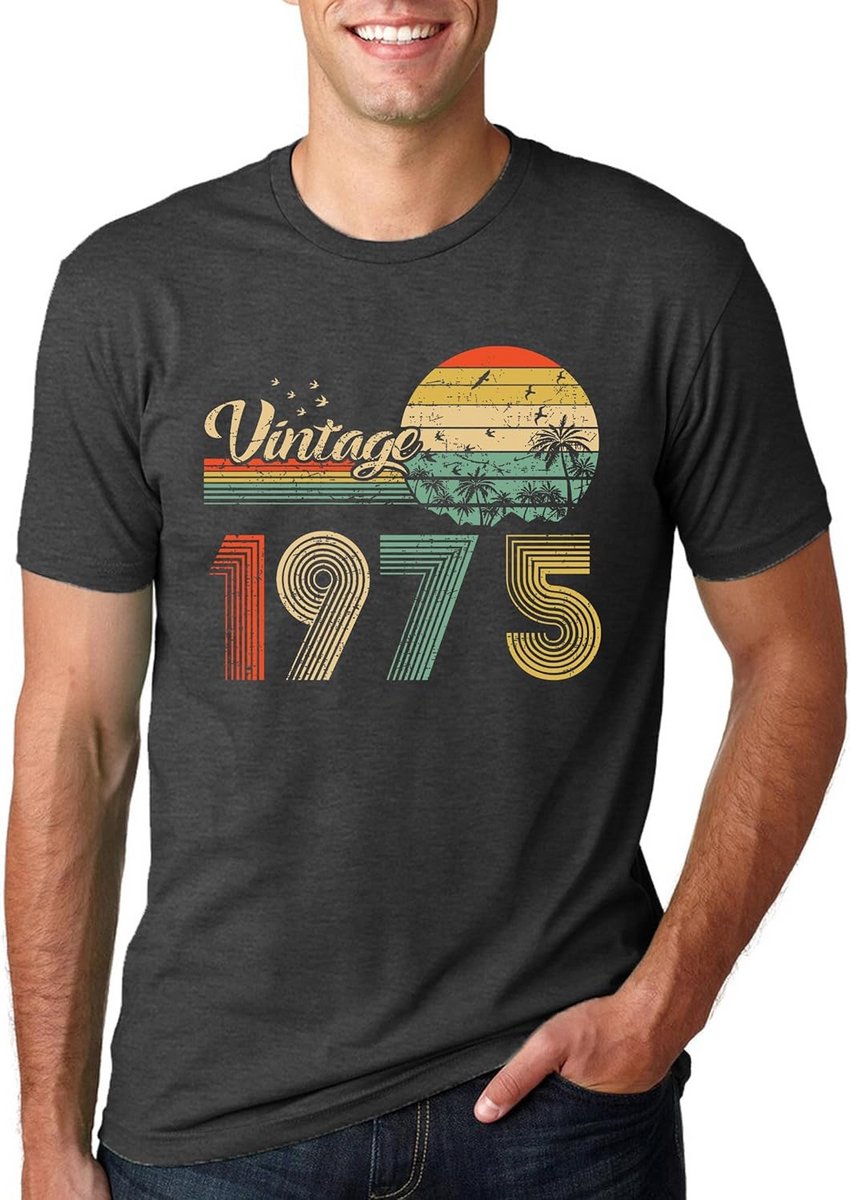 T-shirt heren 50e verjaardag vintage 1975 bedrukt