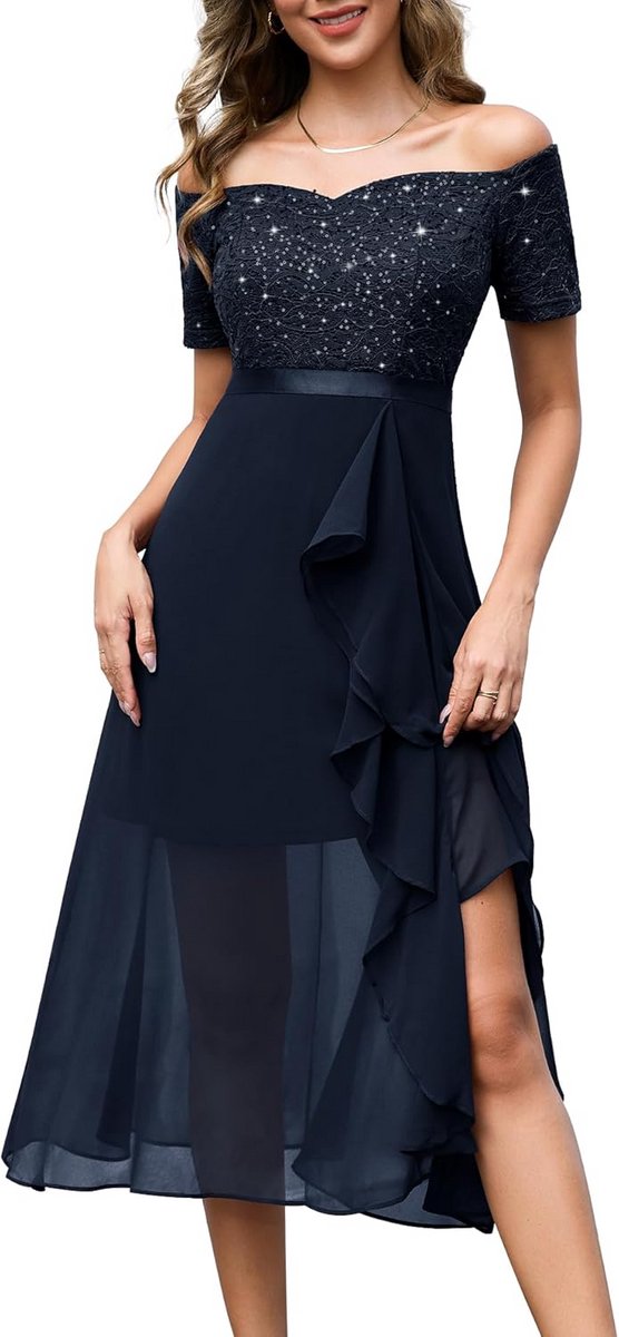 Dames Glanzend Avondjurk Lang Strapless Elegant Cocktailjurk voor Bruiloft en Galafeesten