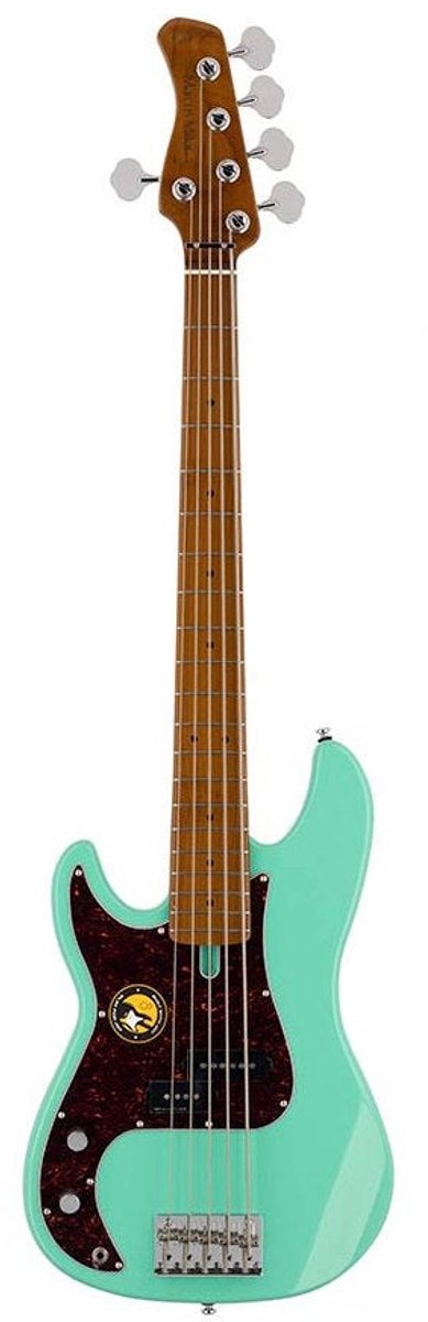 Sire P5 A5L/MLG Marcus Miller linkshandige basgitaar 5-snarig passief elzen mild green