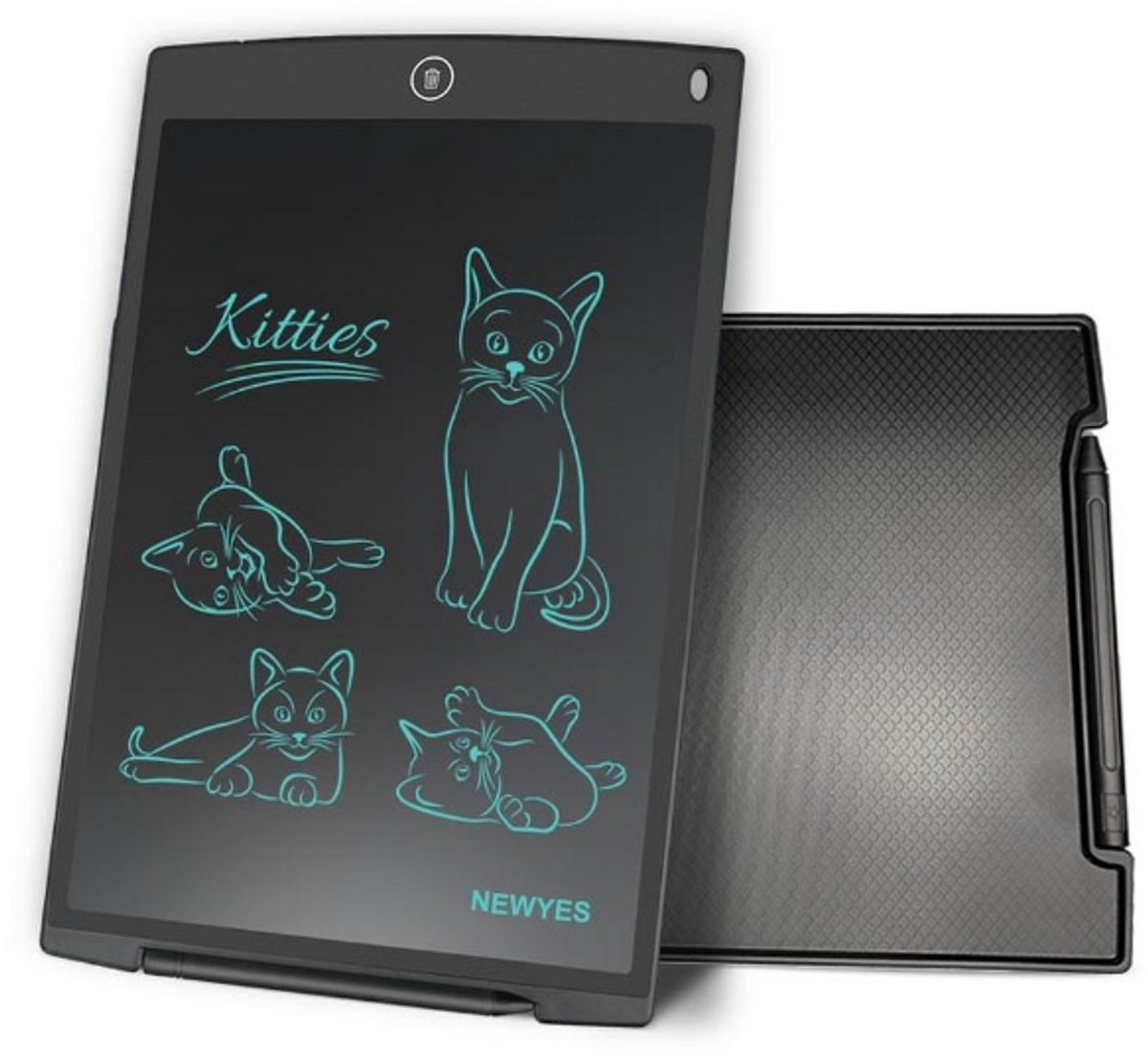 Magnetische whiteboard voor koelkast - Klein LCD-schrijftablet van 30 cm (12 inches) zwartbord - Magnetisch notitieblok voor boodschappenlijst en takenlijst, whiteboard zwart-wit thumbnail 4