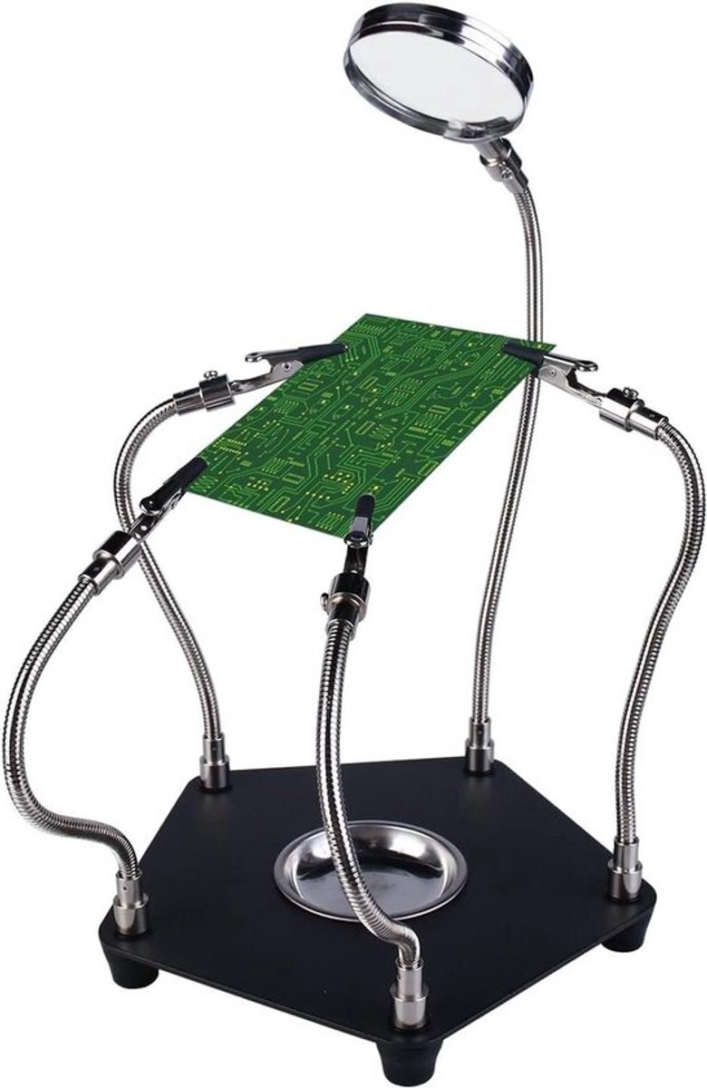 Derde Hand Soldeerhulp: Vergrootglas met Licht en 4 Magnetische Armen