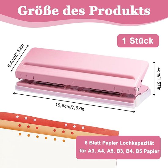 Perforatrice 1 Trou Manuelle - Petit Format Métal, Trou 6 Mm, Pour étiquettes, Papeterie, Bureau, école - 6