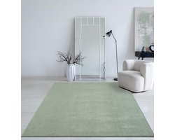 Taos - laagpolig tapijt, knuffelzacht, antislip, wasbaar, bontlook, groen, 120 x 160 cm